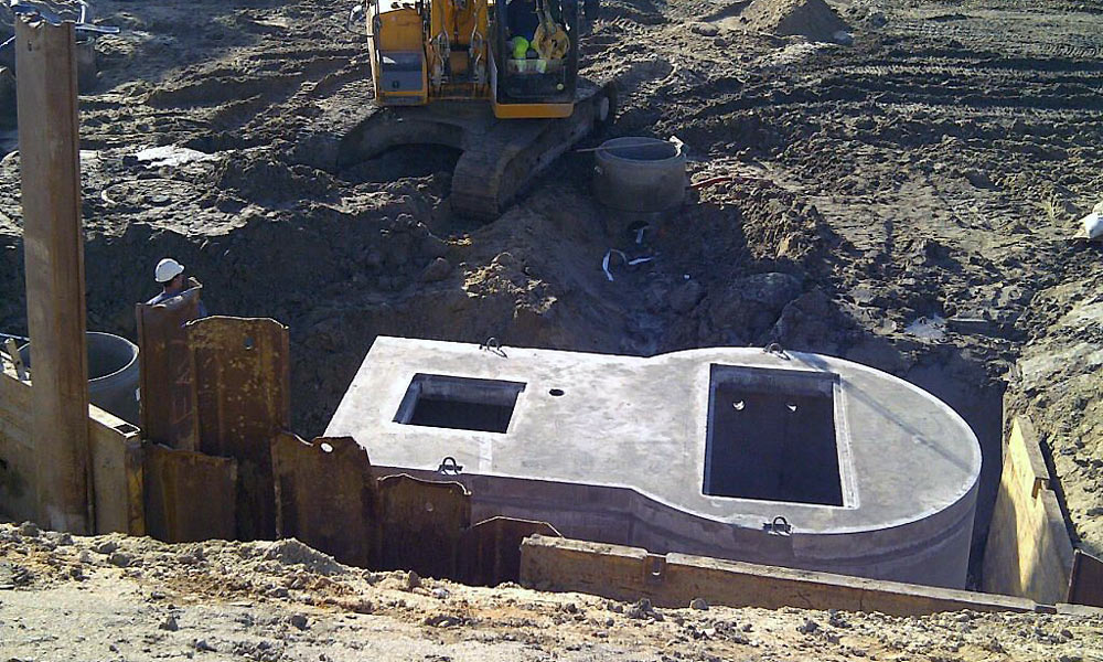  Installation d'un poste de relèvement en béton (eaux usées, eaux pluviales).